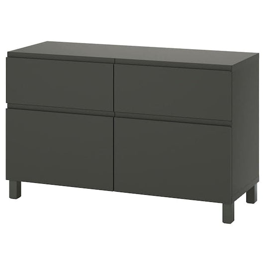 Ikea BESTÅ - Storage combination w doors/drawers, dark grey/Västerviken/Stubbarp dark grey, 120x42x74 cm