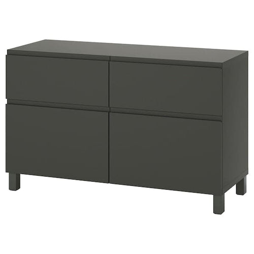BESTÅ - Storage combination w doors/drawers, dark grey/Västerviken/Stubbarp dark grey, 120x42x74 cm