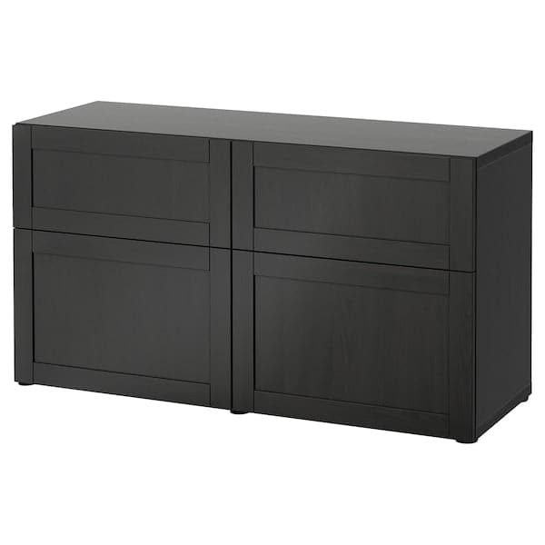 BESTÅ Combination + doors/drawers - brown-black/Hanviken brown-black 120x42x65 cm , 120x42x65 cm - best price from Maltashopper.com 19324641