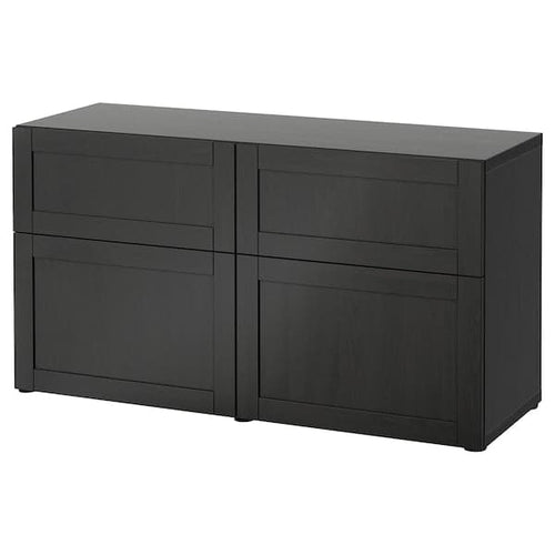 BESTÅ Combination + doors/drawers - brown-black/Hanviken brown-black 120x42x65 cm , 120x42x65 cm