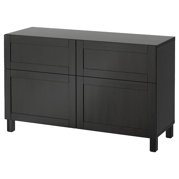 BESTÅ Combination + doors/drawers - brown-black/Hanviken/Black-brown Stubbarp 120x42x74 cm