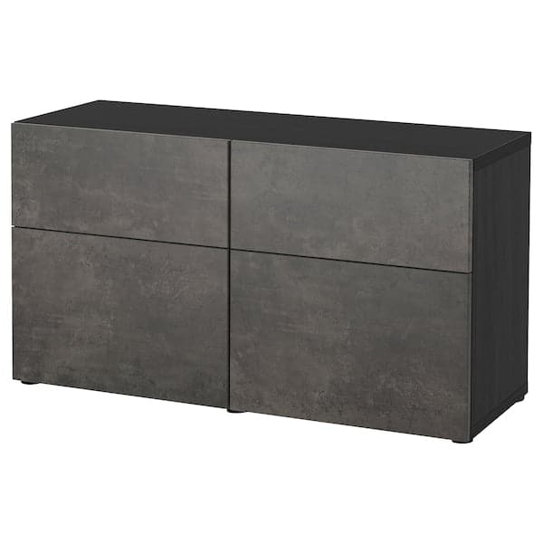 BESTÅ - Storage combination w doors/drawers, black-brown Kallviken/dark grey concrete effect, 120x42x65 cm - best price from Maltashopper.com 29412623