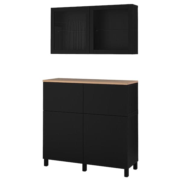 BESTÅ - Storage combination w doors/drawers, black-brown Lappviken/Sindvik/Stubbarp black-brown clear glass, 120x42x240 cm - best price from Maltashopper.com 79440652