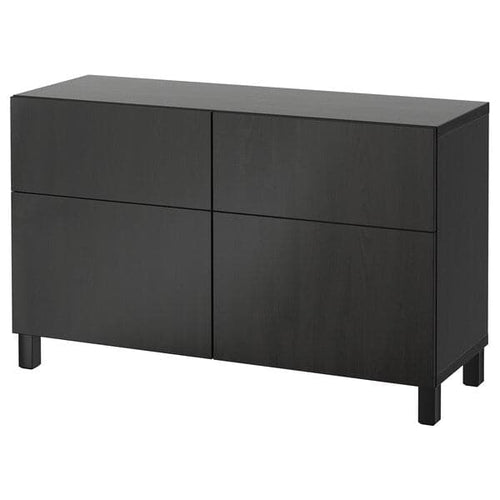 BESTÅ - Storage combination w doors/drawers, black-brown/Lappviken/Stubbarp black-brown, 120x42x74 cm