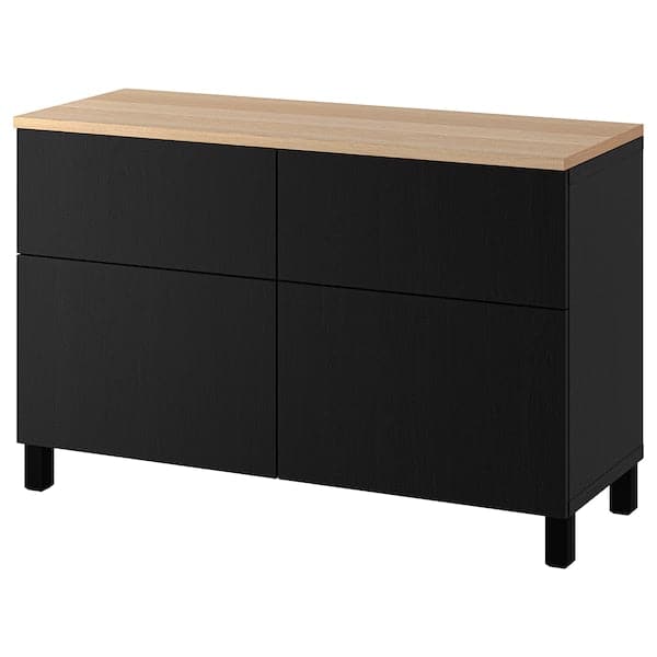Ikea BESTÅ - Storage combination w doors/drawers, black-brown/Lappviken/Stubbarp black-brown, 120x42x76 cm