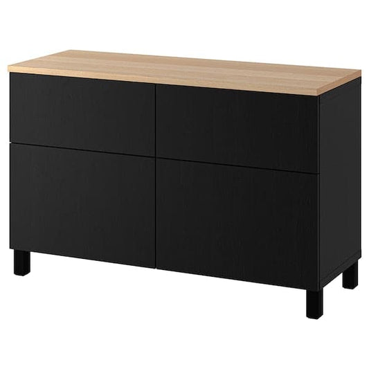 Ikea BESTÅ - Storage combination w doors/drawers, black-brown/Lappviken/Stubbarp black-brown, 120x42x76 cm