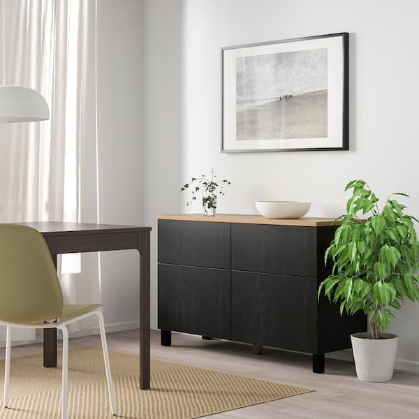 Ikea BESTÅ - Storage combination w doors/drawers, black-brown/Lappviken/Stubbarp black-brown, 120x42x76 cm