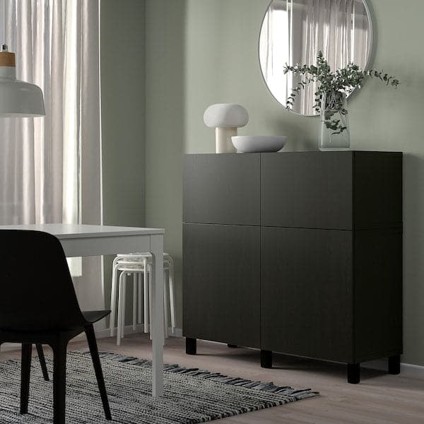 Ikea BESTÅ - Storage combination w doors/drawers, black-brown/Lappviken/Stubbarp black-brown, 120x42x112 cm