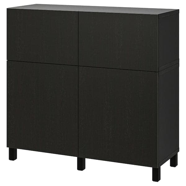 BESTÅ - Storage combination w doors/drawers, black-brown/Lappviken/Stubbarp black-brown, 120x42x112 cm - best price from Maltashopper.com 09480806