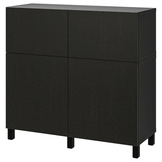 BESTÅ - Storage combination w doors/drawers, black-brown/Lappviken/Stubbarp black-brown, 120x42x112 cm - best price from Maltashopper.com 69480808