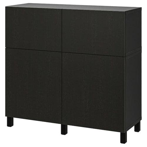 BESTÅ - Storage combination w doors/drawers, black-brown/Lappviken/Stubbarp black-brown, 120x42x112 cm