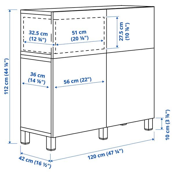 Ikea BESTÅ - Storage combination w doors/drawers, black-brown/Lappviken/Stubbarp black-brown, 120x42x112 cm
