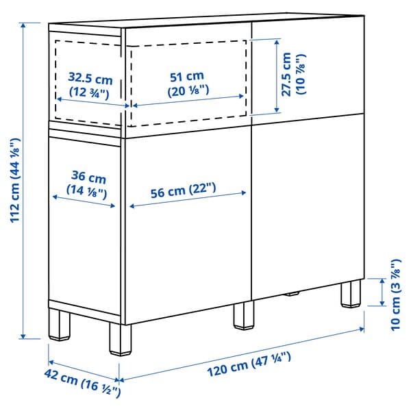 BESTÅ - Storage combination w doors/drawers, black-brown/Lappviken/Stubbarp black-brown, 120x42x112 cm - best price from Maltashopper.com 09480806