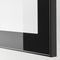 BESTÅ - Storage combination w doors/drawers, black-brown Riksviken/Stubbarp/brushed dark pewter effect clear glass, 120x42x213 cm - best price from Maltashopper.com 49436048