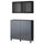 BESTÅ storage combination w doors/drawers, black-brown Riksviken/Stubbarp/brushed dark pewter effect clear glass, 120x42x213 cm
