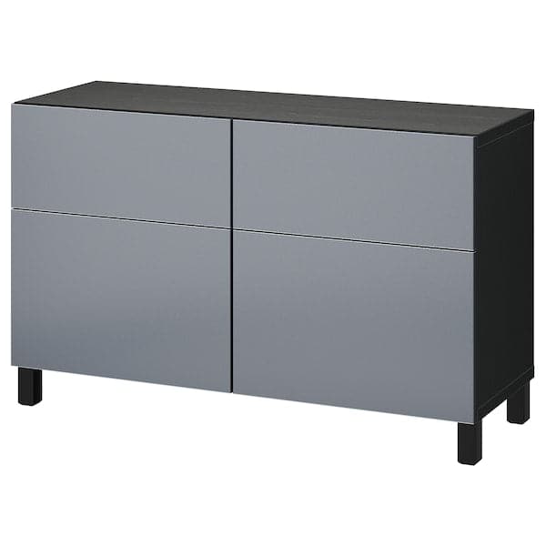 BESTÅ - Storage combination w doors/drawers, black-brown/Riksviken/Stubbarp brushed dark pewter effect, 120x42x74 cm - best price from Maltashopper.com 89440232