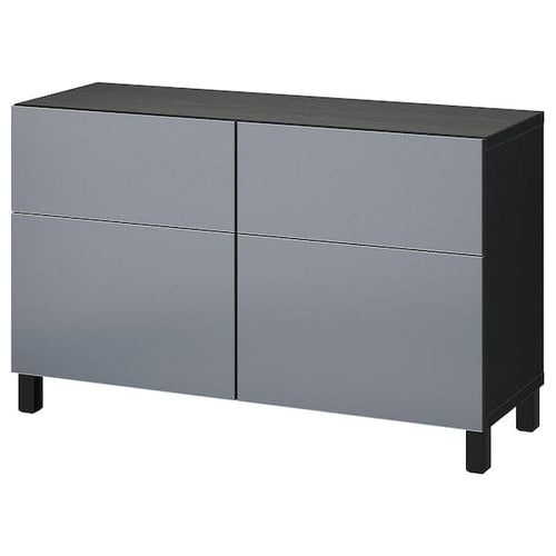 BESTÅ - Storage combination w doors/drawers, black-brown/Riksviken/Stubbarp brushed dark pewter effect, 120x42x74 cm