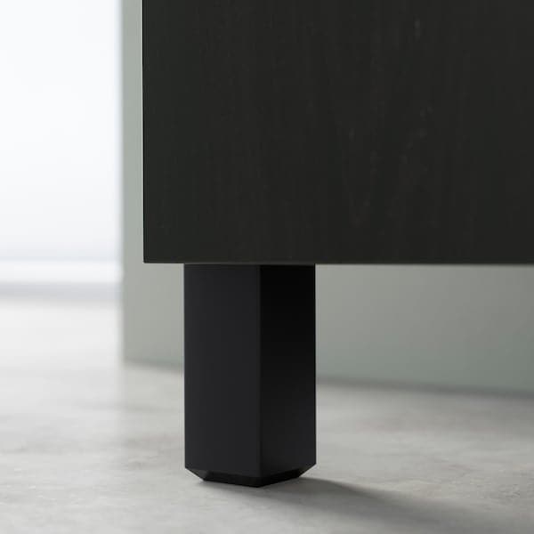 Ikea BESTÅ - Storage combination w doors/drawers, black-brown/Riksviken/Stubbarp brushed dark pewter effect, 120x42x74 cm