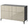 BESTÅ storage combination w doors/drawers, black-brown/Selsviken high-gloss/beige, 120x42x74 cm