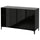BESTÅ storage combination w doors/drawers, black-brown/Selsviken high-gloss/black, 120x42x74 cm