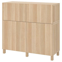 BESTÅ - Storage combination w doors/drawers, white stained oak effect/Lappviken/Stubbarp, 120x42x112 cm - best price from Maltashopper.com 09480811