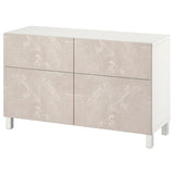 BESTÅ storage combination w doors/drawers, white Bergsviken/Stubbarp/beige marble effect, 120x42x74 cm