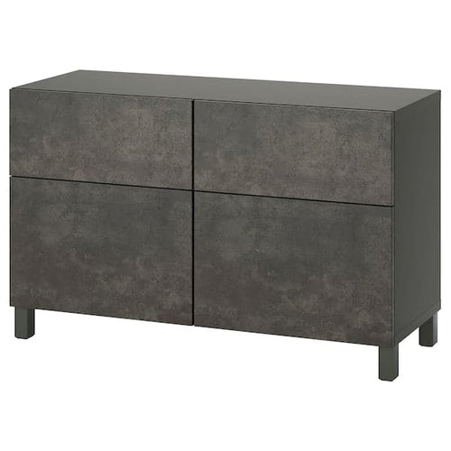 BESTÅ - BESTÅ Storage combination w doors/drawers, dark grey Kallviken/Stubbarp/dark grey concrete effect, 120x42x74 cm