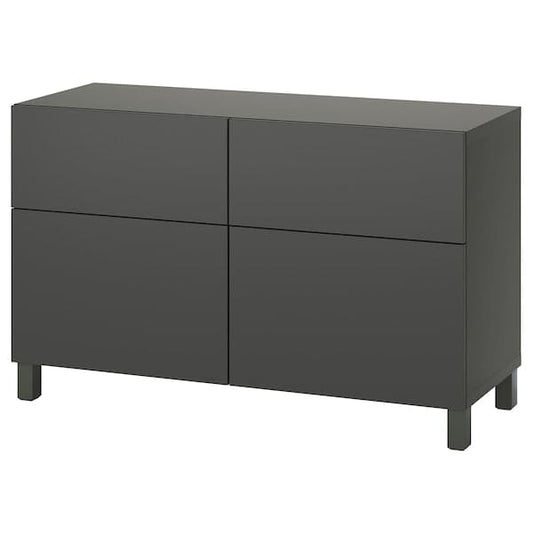 Ikea BESTÅ - Storage combination w doors/drawers, dark grey/Lappviken/Stubbarp dark grey, 120x42x74 cm