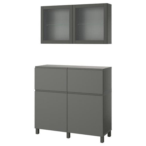 BESTÅ storage combination w doors/drawers, dark grey Västerviken/Sindvik dark grey, 120x42x213 cm