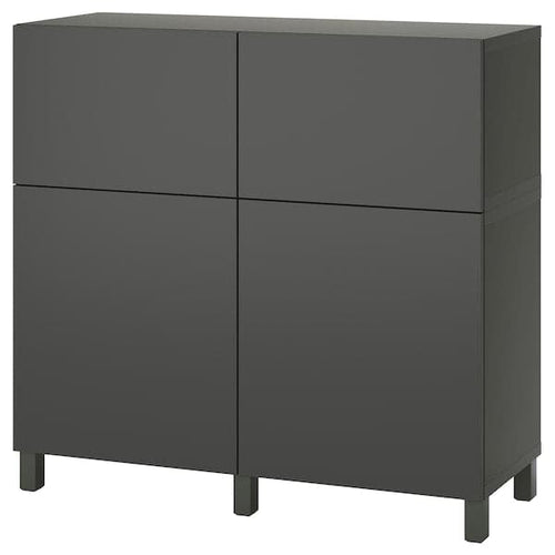 BESTÅ - Storage combination w doors/drawers, dark grey/Lappviken/Stubbarp dark grey, 120x42x112 cm