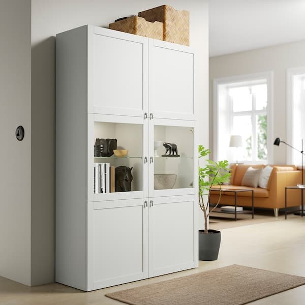 BESTÅ - Storage combination w glass doors, white Hanviken/Sindvik white clear glass, 120x42x193 cm - best price from Maltashopper.com 19059439
