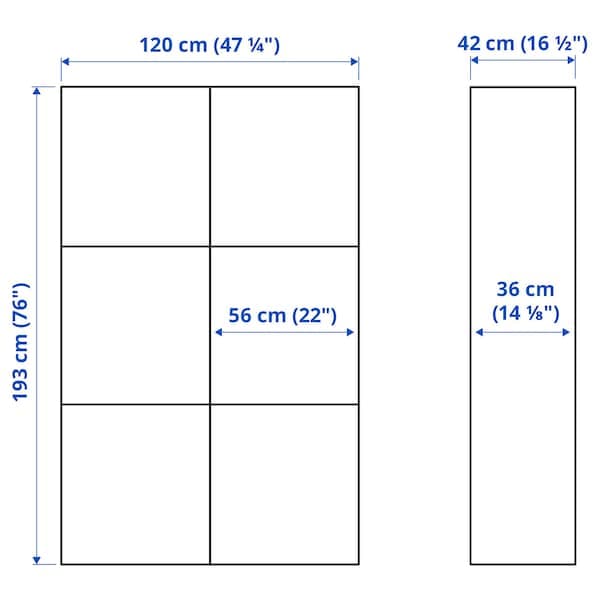 BESTÅ - Storage combination w glass doors, white Selsviken/high-gloss light grey-blue, 120x42x193 cm - best price from Maltashopper.com 89421568