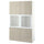 BESTÅ storage combination w glass doors, white/Selsviken high-gloss/beige frosted glass, 120x42x193 cm