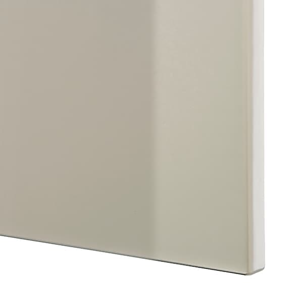 BESTÅ - Combination with glass doors, white / Selsviken high-gloss / beige clear glass, 120x42x193 cm , - best price from Maltashopper.com 09488826