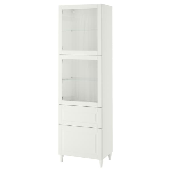 BESTÅ - Storage combination w glass doors, white Smeviken/Ostvik/Kabbarp white clear glass, 60x42x202 cm - best price from Maltashopper.com 69412555