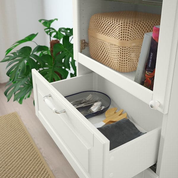 Ikea BESTÅ - Storage combination w glass doors, white Smeviken/Ostvik/Kabbarp white clear glass, 60x42x202 cm
