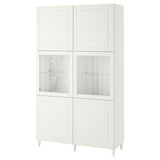 BESTÅ storage combination w glass doors, white Smeviken/Ostvik white clear glass, 120x42x202 cm