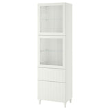 BESTÅ storage combination w glass doors, white/Sutterviken/Kabbarp white clear glass, 60x42x202 cm
