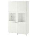 BESTÅ storage combination w glass doors, white Sutterviken/Sindvik white clear glass, 120x42x202 cm