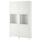 BESTÅ storage combination w glass doors, white Valviken/Sindvik white clear glass, 120x42x202 cm