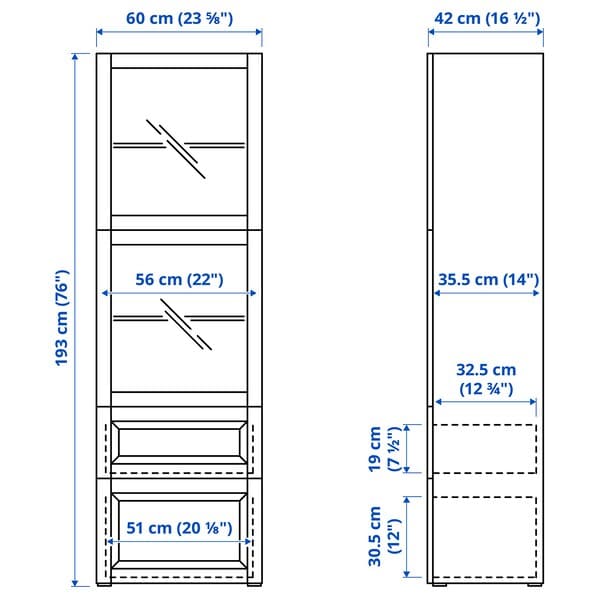 BESTÅ - Combination with glass doors , 60x42x193 cm - best price from Maltashopper.com 49435732
