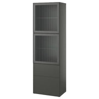 BESTÅ storage combination w glass doors, dark grey Lappviken/Fällsvik anthracite, 60x42x193 cm