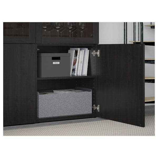 BESTÅ - Storage combination w glass doors, black-brown Lappviken/Sindvik black-brown clear glass, 120x42x193 cm - best price from Maltashopper.com 79059262