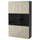 BESTÅ storage combination w glass doors, black-brown/Selsviken high-gloss/beige clear glass, 120x42x193 cm