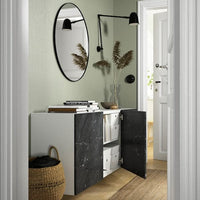 BESTÅ - Wall-mounted cabinet combination, white Bergsviken/black marble effect, 180x42x64 cm - best price from Maltashopper.com 79421795