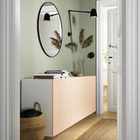 BESTÅ - Wall-mounted cabinet combination, white/Björköviken birch veneer, 180x42x64 cm - best price from Maltashopper.com 29421793