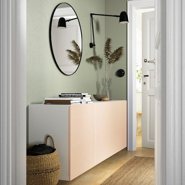 Ikea BESTÅ - Wall-mounted cabinet combination, white/Björköviken birch veneer, 180x42x64 cm