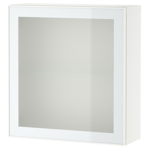 BESTÅ - Wall-mounted cabinet combination, white Glassvik/white/light green frosted glass, 60x22x64 cm - best price from Maltashopper.com 99489195