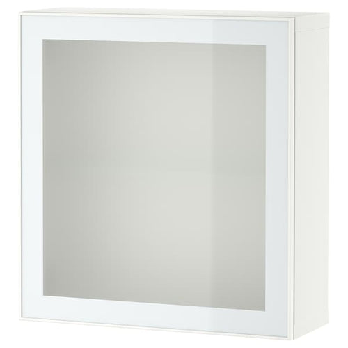 BESTÅ - Wall-mounted cabinet combination, white Glassvik/white/light green frosted glass, 60x22x64 cm