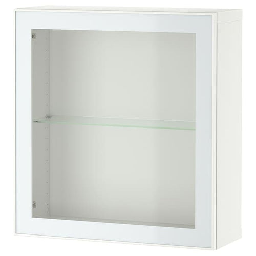 BESTÅ - Wall-mounted cabinet combination, white Glassvik/white/light green clear glass, 60x22x64 cm